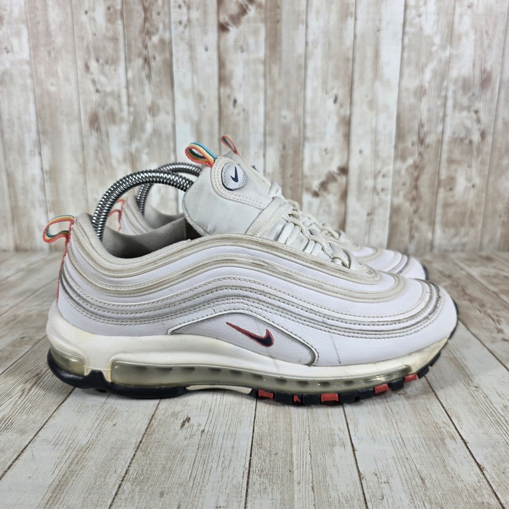 Nike Air Max 97 White‎ Red Accents Rainbow Tab Women's Size 9
